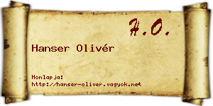 Hanser Olivér névjegykártya